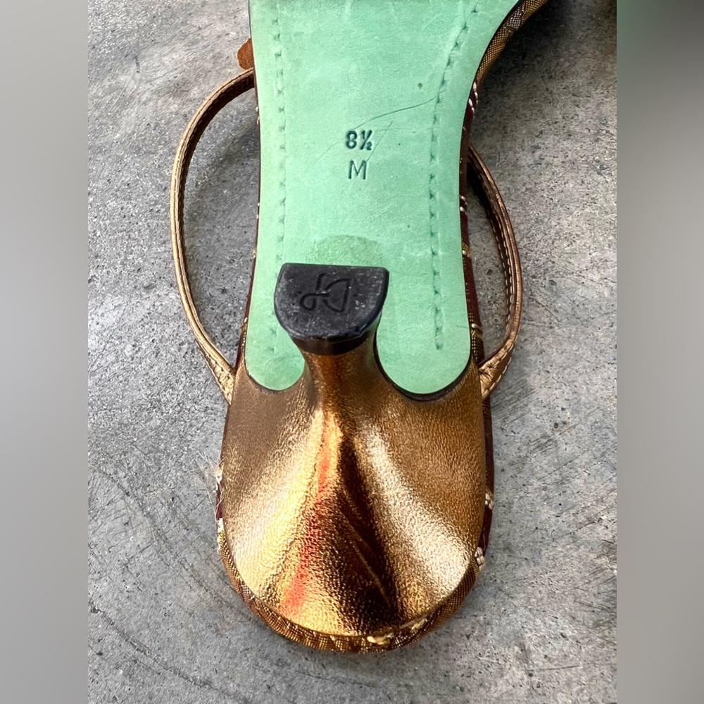 Vtg Y2K Donald J Pliner Couture Butterfly Thong Kitten Heel Sandals 8.5 Fairycor - Picture 10 of 10